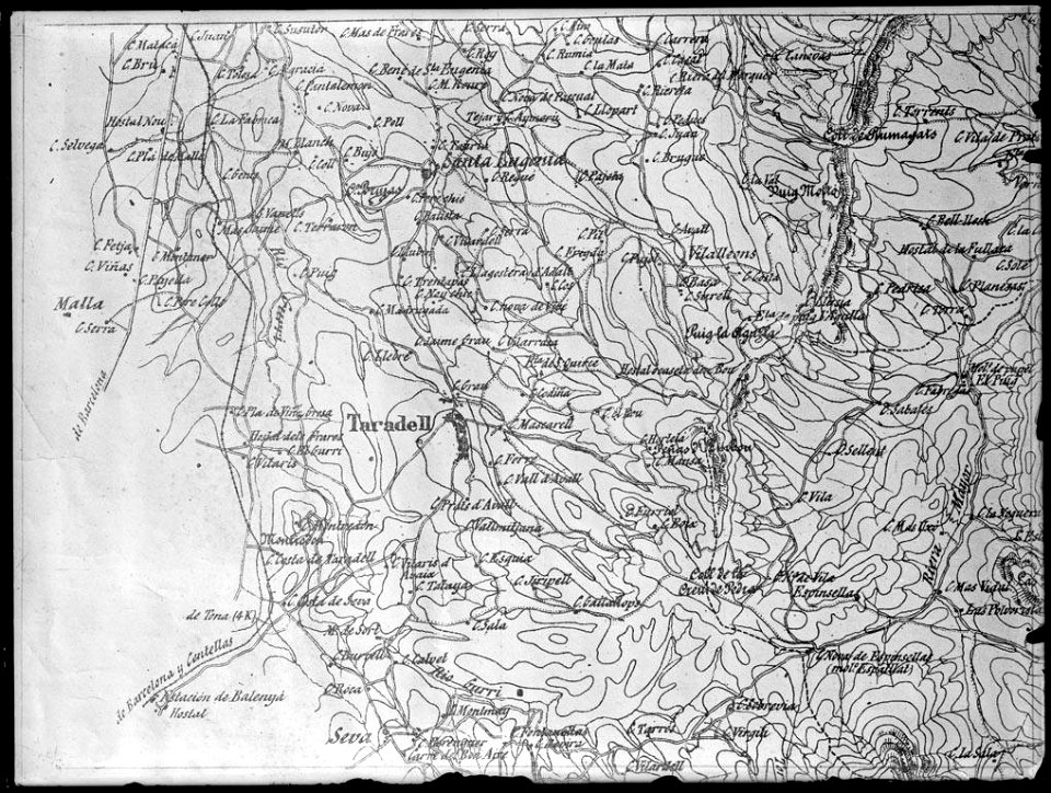 Reproducció d'un fragment d'un mapa de Taradell (AFCEC VINTRO 18X24 453)