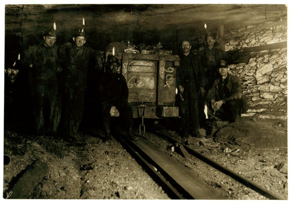 Resting with the load at the head of the slope. Shaft -6 Pennsylvania Coal Co., Small boy is Jo Puma, a Nipper, 163 Pine Street. Jo's mother showed me the passport which shows Jo to be 14 LOC cph.3a24709