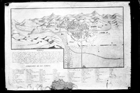 Reproducció d'un gravat amb la ciutat de Girona fet per Cabot (AFCEC VINTRO D 4136)