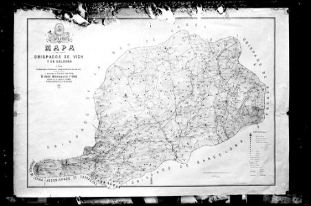 Reproducció d'un mapa del bisbat de Vic i Solsona de J . Vilàs (AFCEC VINTRO D 4124)