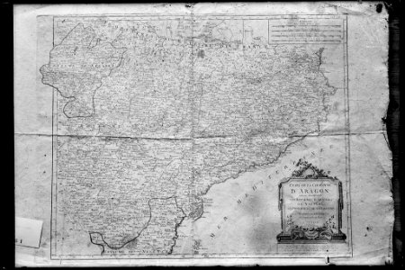 Reproducció d'un mapa del reialme d'Aragó, Navarra i del principat de Catalunya de Robert de Vaugondy (AFCEC VINTRO D 4119)