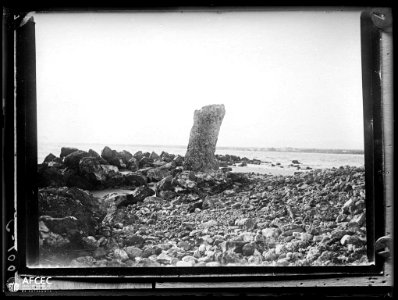 Reproducció d'una fotografia de la costa de Salou amb roques en primer terme