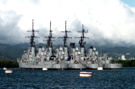 Retired Charles F. Adams class destroyers at Pearl Harbor 1991 photo