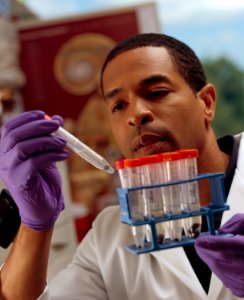 Researcher looks at tumor