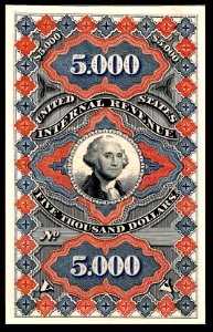 Revenue 1872 Washington $5000