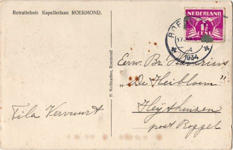 Retraitehuis Kapellerlaan ROERMOND, H. Hartbeeld (tuin) verso