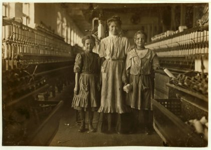 Rhodes Mfg. Co., Lincolnton, N.C. National Child Labor Committee. No. 282. Girl on left said she was 10 years old and been in mill a long time more than a year. Spinner girl on right said LOC nclc.01377