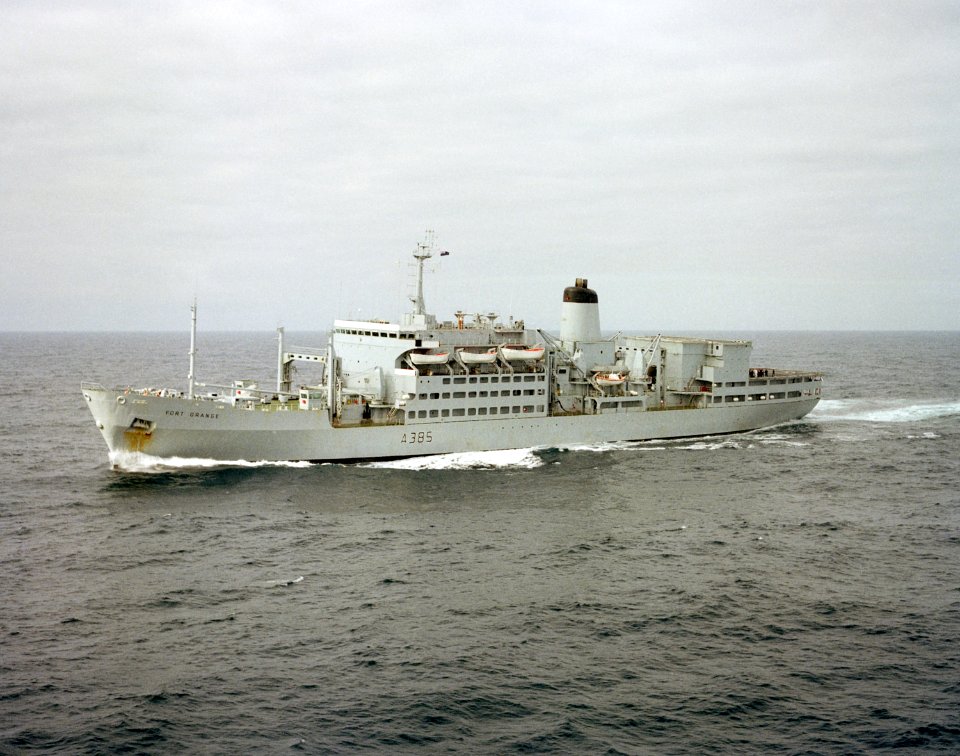 RFA Fort Grange (A385) underway c1982