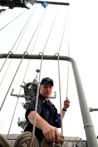 Retiring U.S. Navy Captain's flag is flown aboard USS Bonhomme Richard 170112-N-XT039-021