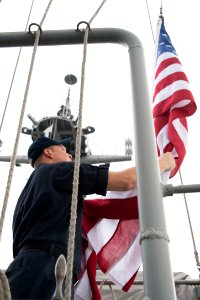 Retiring U.S. Navy Captain's flag is flown aboard USS Bonhomme Richard 170112-N-XT039-130