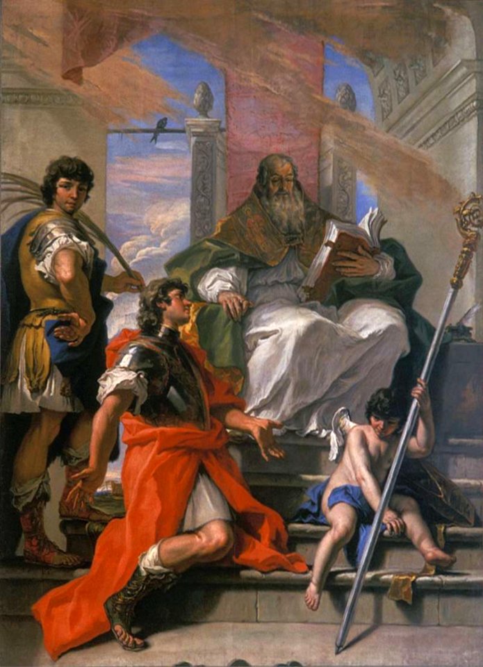 Ricci S. (1704), San Procolo tra i Santi Fermo e Rustico, Bergamo