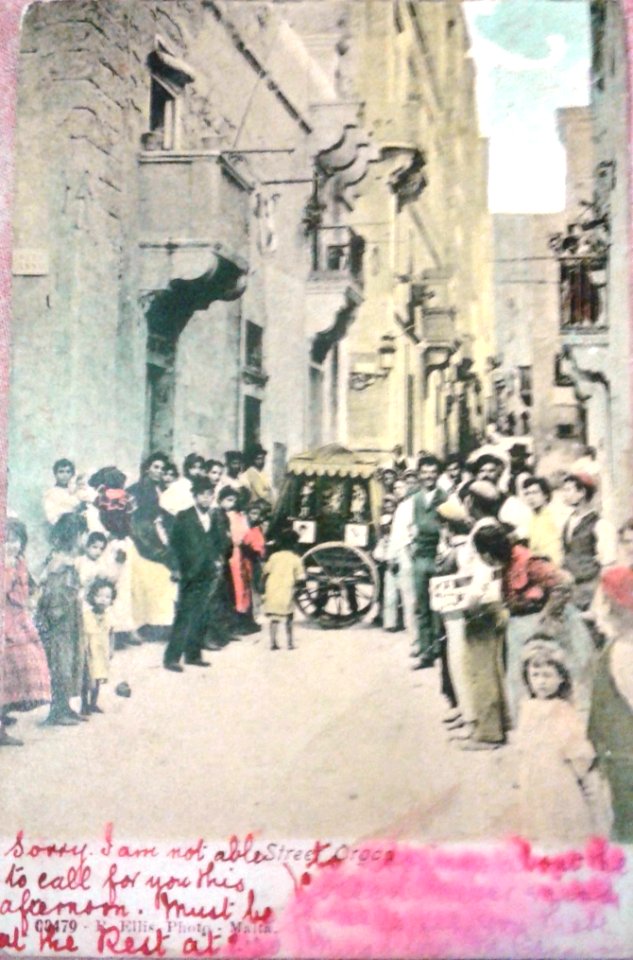 Richard Ellis, Organ scene in Bull Street (derivative coloured postcard)
