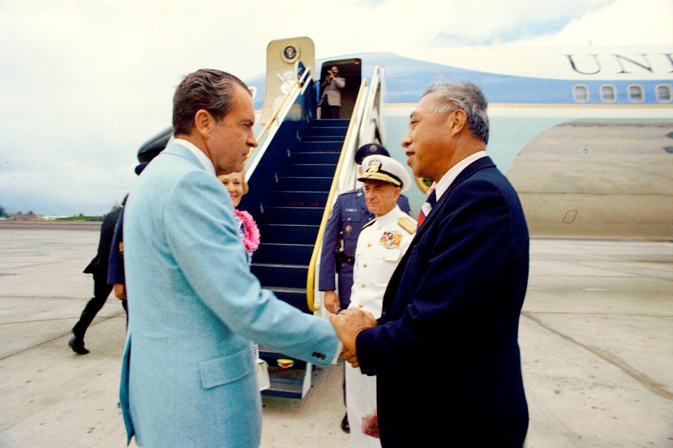 Richard Nixon Shakes Hands with Hiram Fong