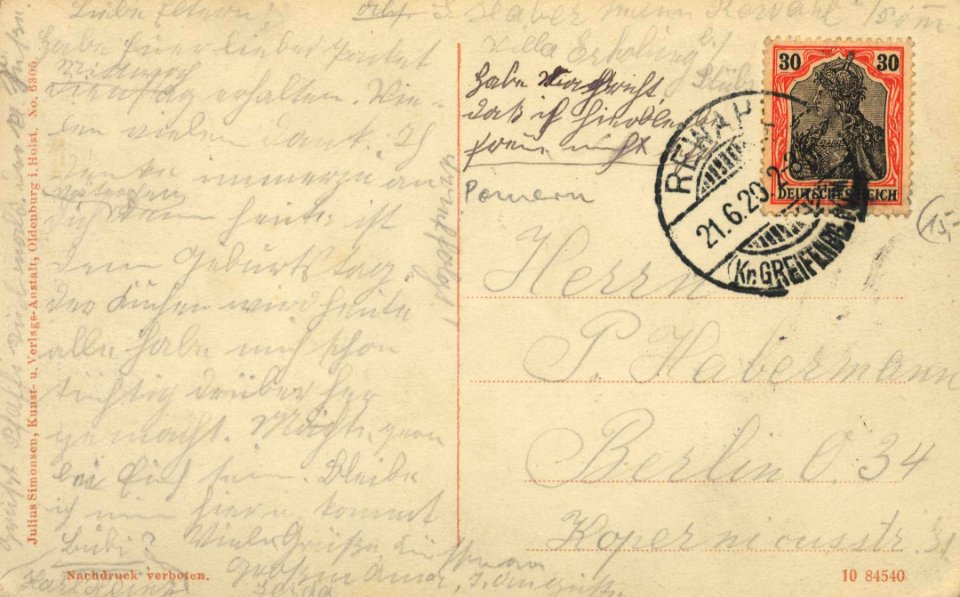 Rewahl, Ostseebad, Pommern - Kronprinzessin-Cäcilie-Seehospiz (back) (Zeno Ansichtskarten)