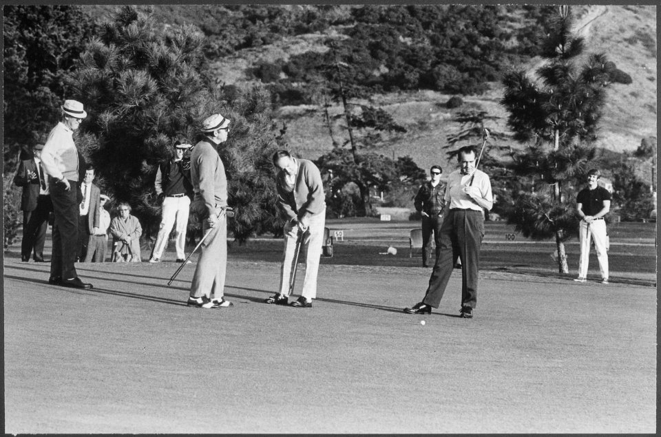 Richard M. Nixon playing golf in California - NARA - 194664