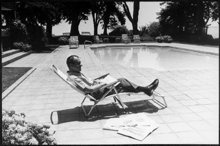 Richard M. Nixon sitting by the pool in San Clemente - NARA - 194728 photo