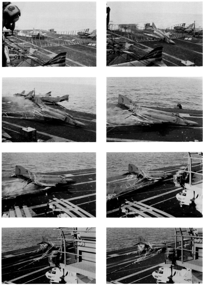 RF-4B VMFP-3 barrier crash on USS Midway (CV-41) 1983