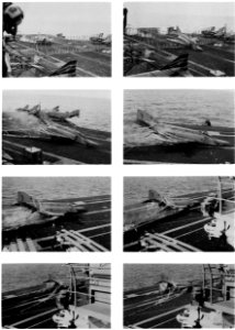 RF-4B VMFP-3 barrier crash on USS Midway (CV-41) 1983