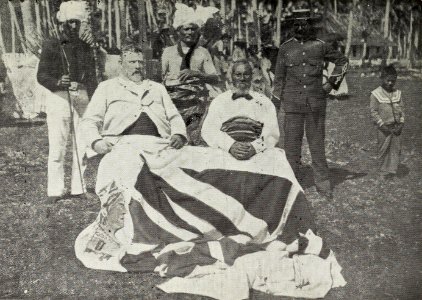 Richard Seddon and the King of Niue with flag photo