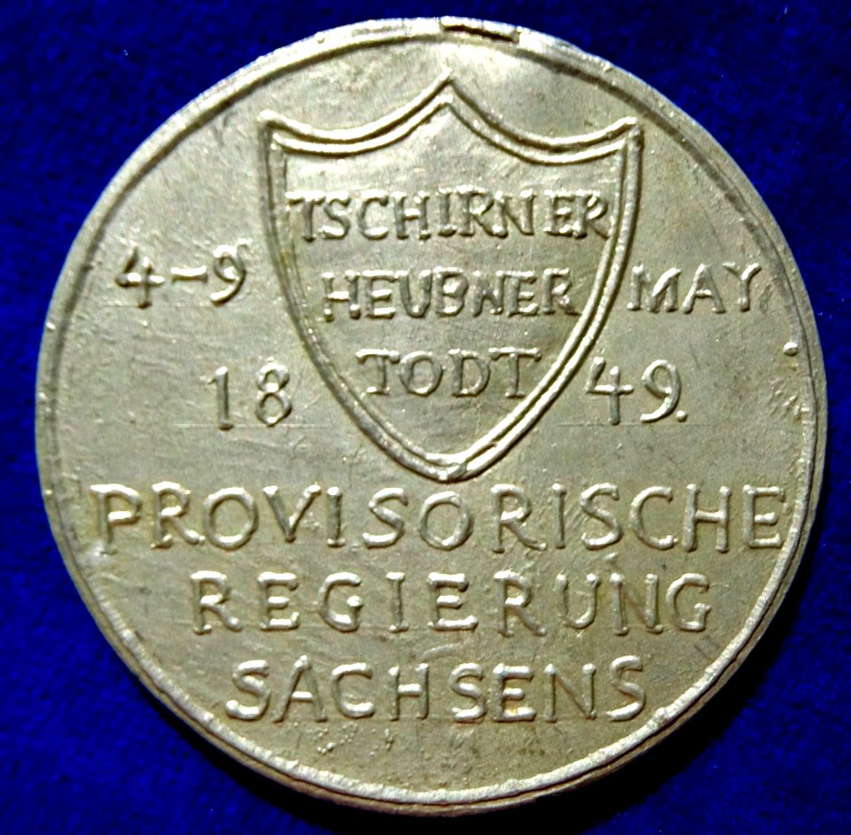 Revolutionary War Medal of the May Uprising in Dresden, Kingdom of Saxony, 1849, reverse