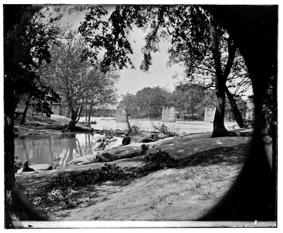 Richmond, Virginia (vicinity). Ruins of Richmond & Petersburg Railroad bridge LOC cwpb.01371
