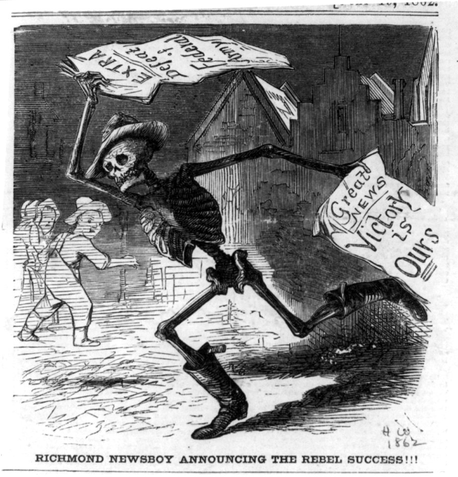Richmond newsboy announcing the rebel success!!! LCCN2003669741