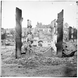 Richmond, Virginia. Burnt district. (Pratt's Castle on Gambles Hill in background) LOC cwpb.02656