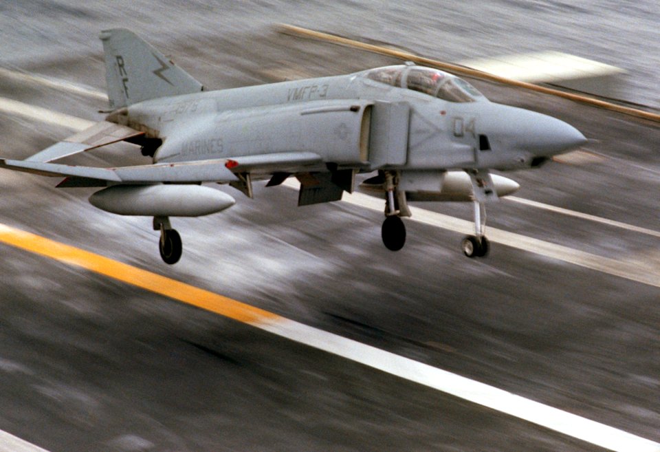 RF-4B VMFP-3 landing on USS Eisenhower (CVN-69) 1983
