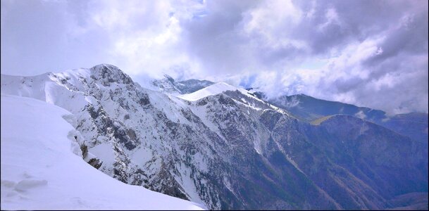 Winter panoramic mountain peak