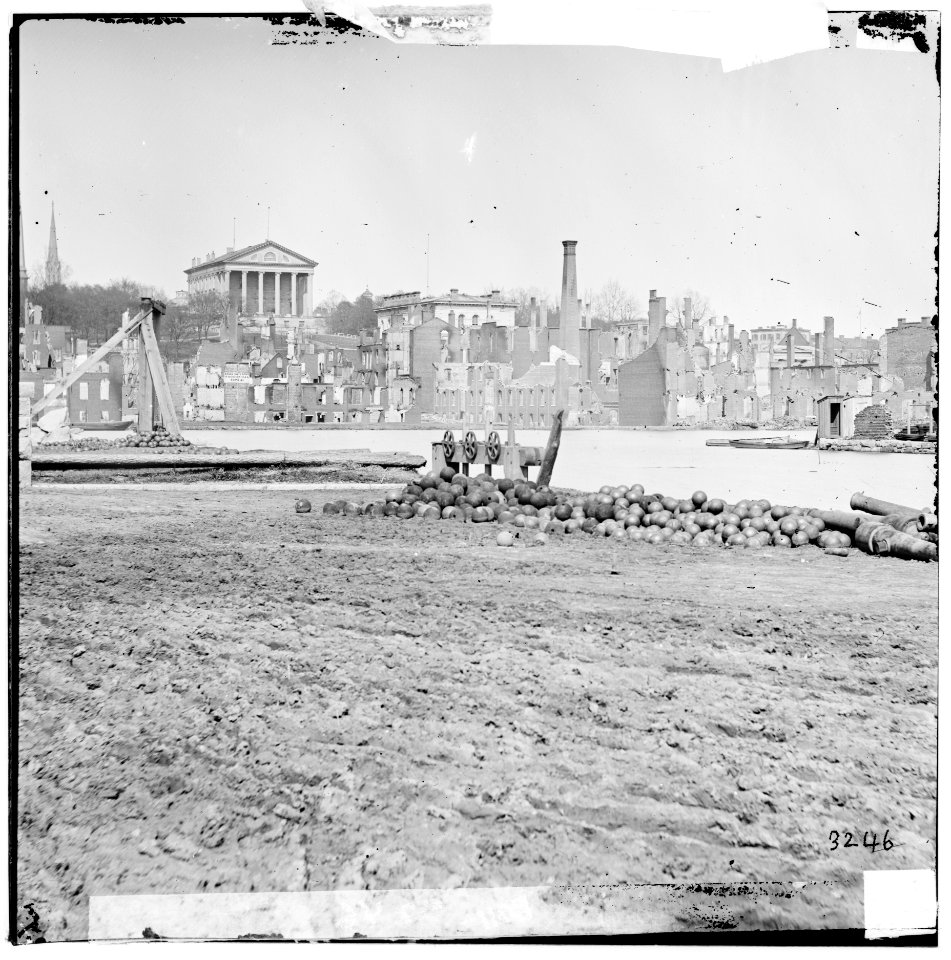 Richmond, Virginia. View of the burned district and the Capitol across the Canal Basin LOC cwpb.02681