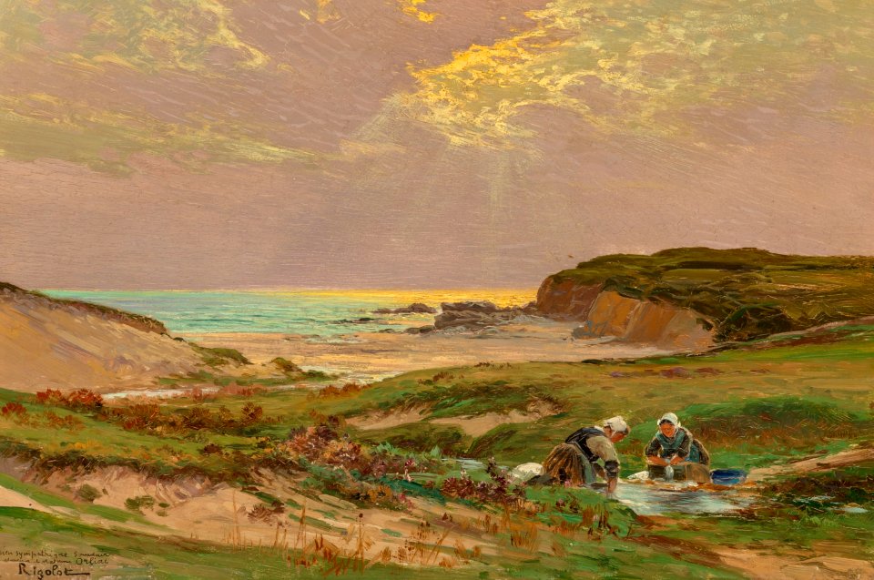 Washerwomen at the Seashore, attributed to Albert Gabriel Rigolot