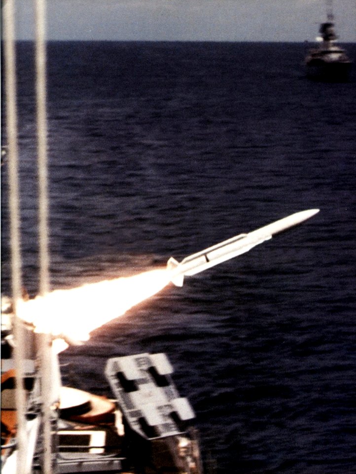 RIM-66 missile is launched from USS Charles F. Adams (DDG-2) in 1987