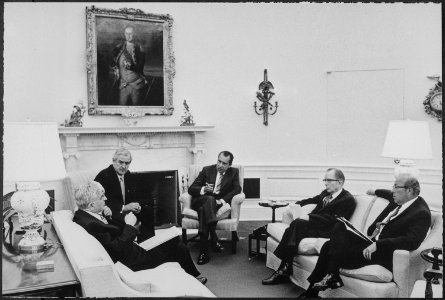 Richard M. Nixon meeting with some cabinet members in the White House. - NARA - 194717 photo