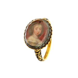 Ring med miniatyrporträtt av drottning Hedvig Eleonora av Sverige (1636-1715) cirka 1656 - Livrustkammaren - 97905
