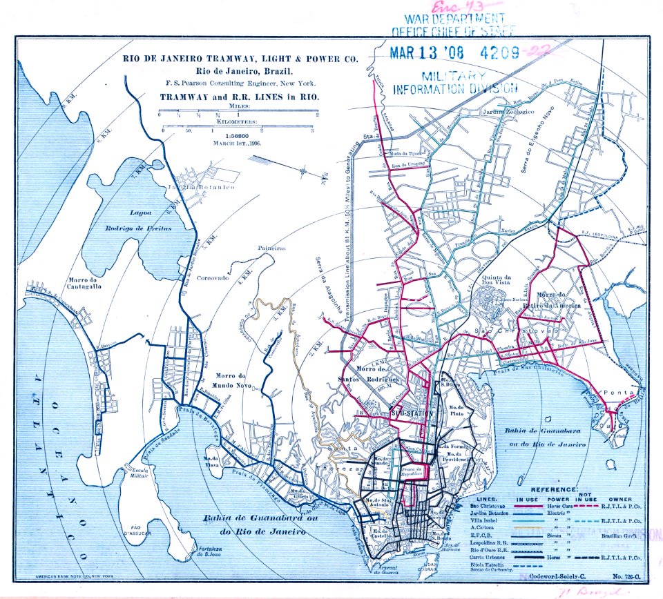 Rio de Janeiro Tramway Map 1906