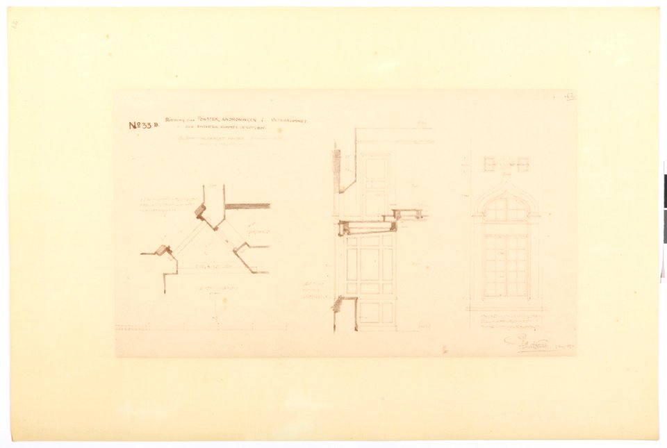 Ritning fönsteranordning, Hallwylska palatset - Hallwylska museet - 102160