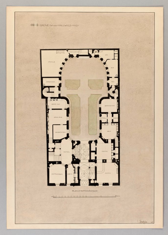 Ritning Hallwylska huset. Bottenvåningen - Hallwylska museet - 90612