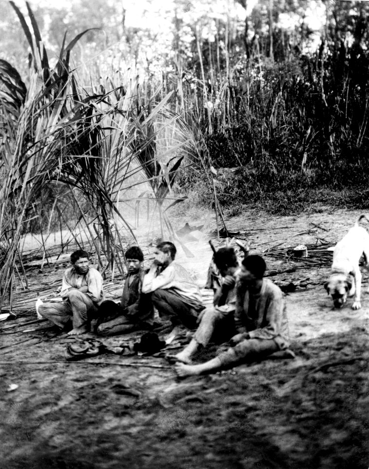 Rio Madidi, Bolivia. Indianer på besök i expeditionens läger. Rio Madidi - SMVK - 005545