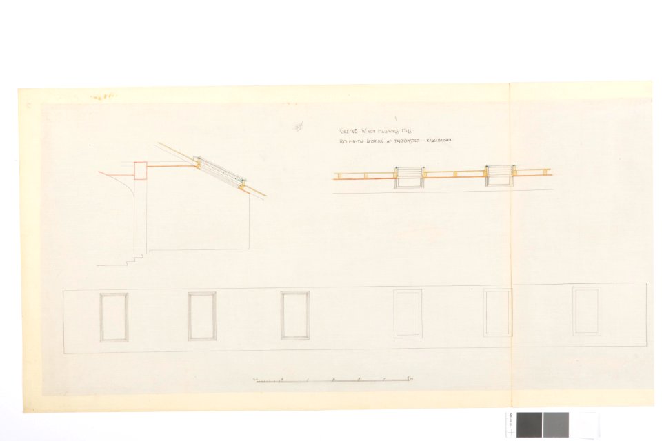 Ritning Hallwylska palatset, takfönster till kägelbanan - Hallwylska museet - 101049