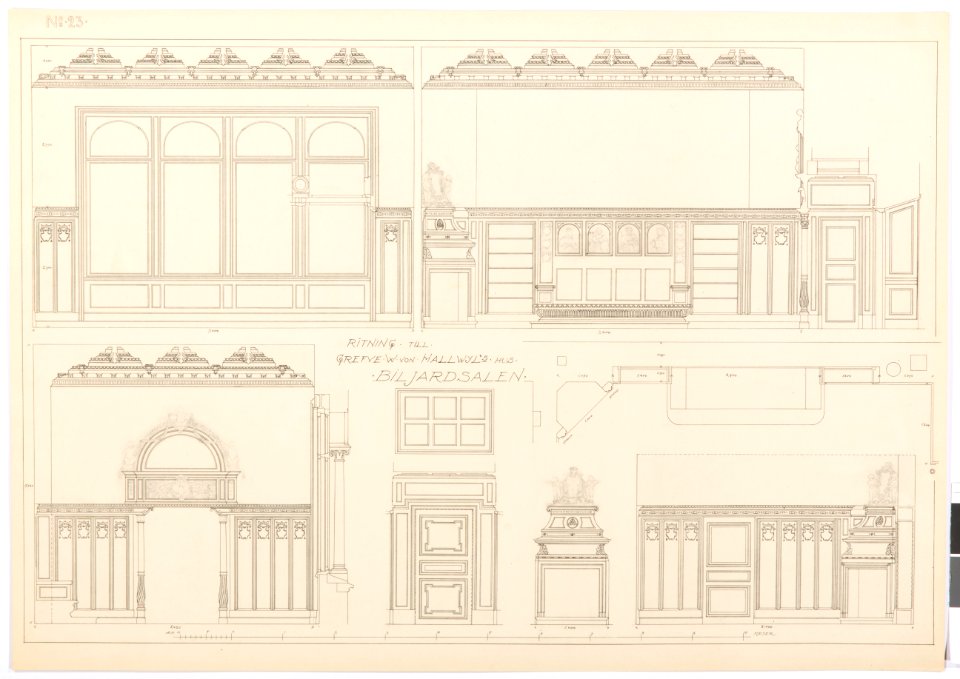 Ritning inredning, Hallwylska palatset - Hallwylska museet - 101128