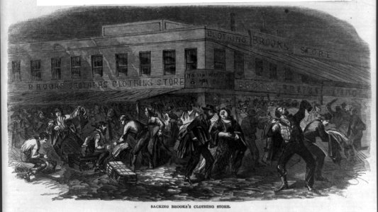 Riots at New York. Sacking Brooks's Clothing Store LCCN99614188
