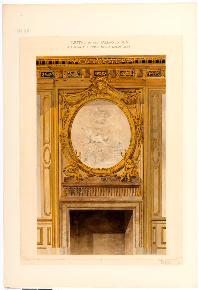 Ritning Stora salongens öppnaspis, Hallwylska palatset - Hallwylska museet - 102137