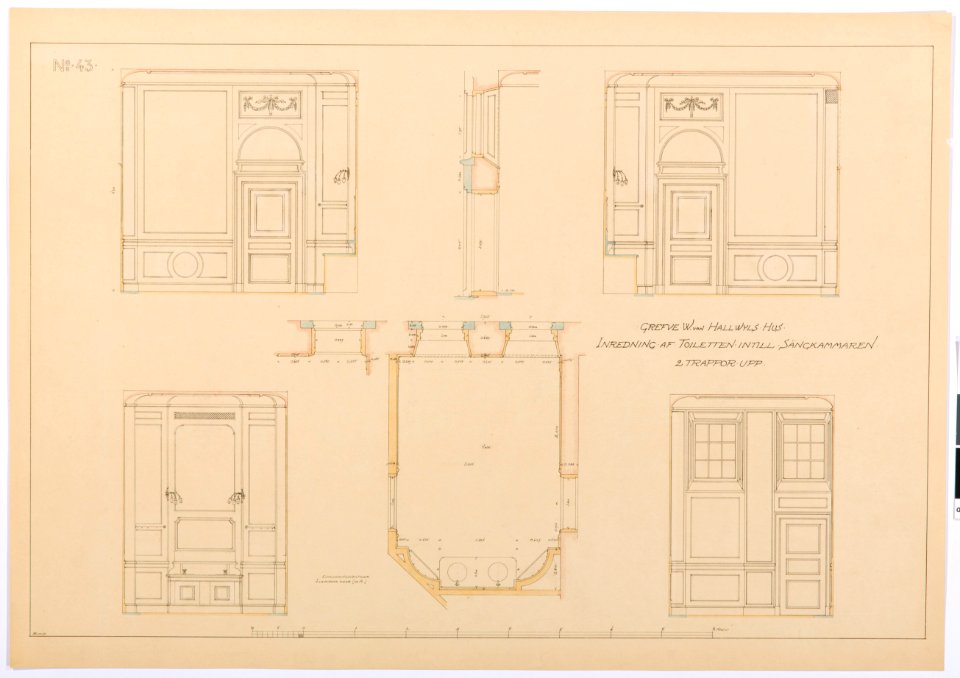Ritning Toiletten, Hallwylska palatset - Hallwylska museet - 101091