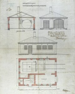 Ritning över Nordiska museet. Ritning till desinfektionsbyggnaden Lusknäppen. 1903-06-11 - Nordiska Museet - NMAR.0000273