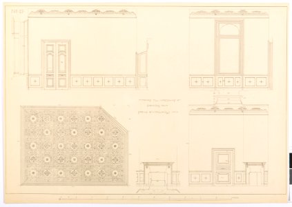Ritning grevens kontor, Hallwylska palatset - Hallwylska museet - 101132