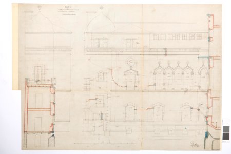 Ritning Hallwylska palatset, östra gårdsfasaden - Hallwylska museet - 101048