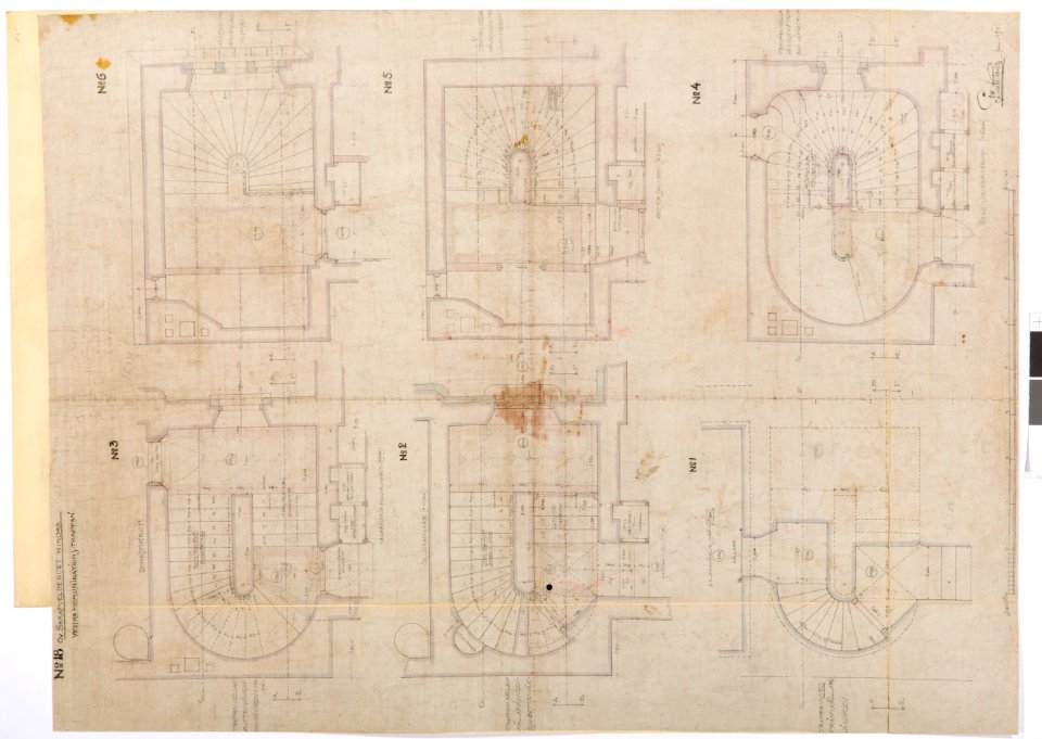 Ritning kommunikationstrappa, Hallwylska palatset, 1894 - Hallwylska museet - 102154