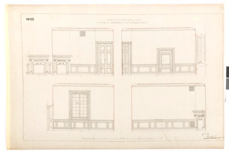 Ritning, inredning till mottagningsrummet, Hallwylska palatset, 1895 - Hallwylska museet - 102151