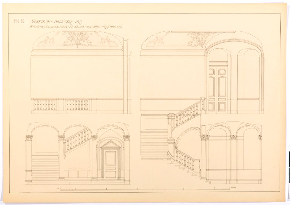 Ritning nedre och övre vestibulen, Hallwylska palatset - Hallwylska museet - 101121