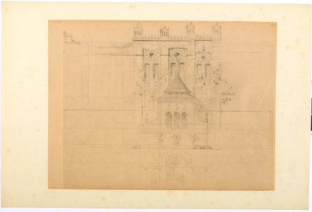 Ritning, Skyddsmur, gården - Hallwylska museet - 100991